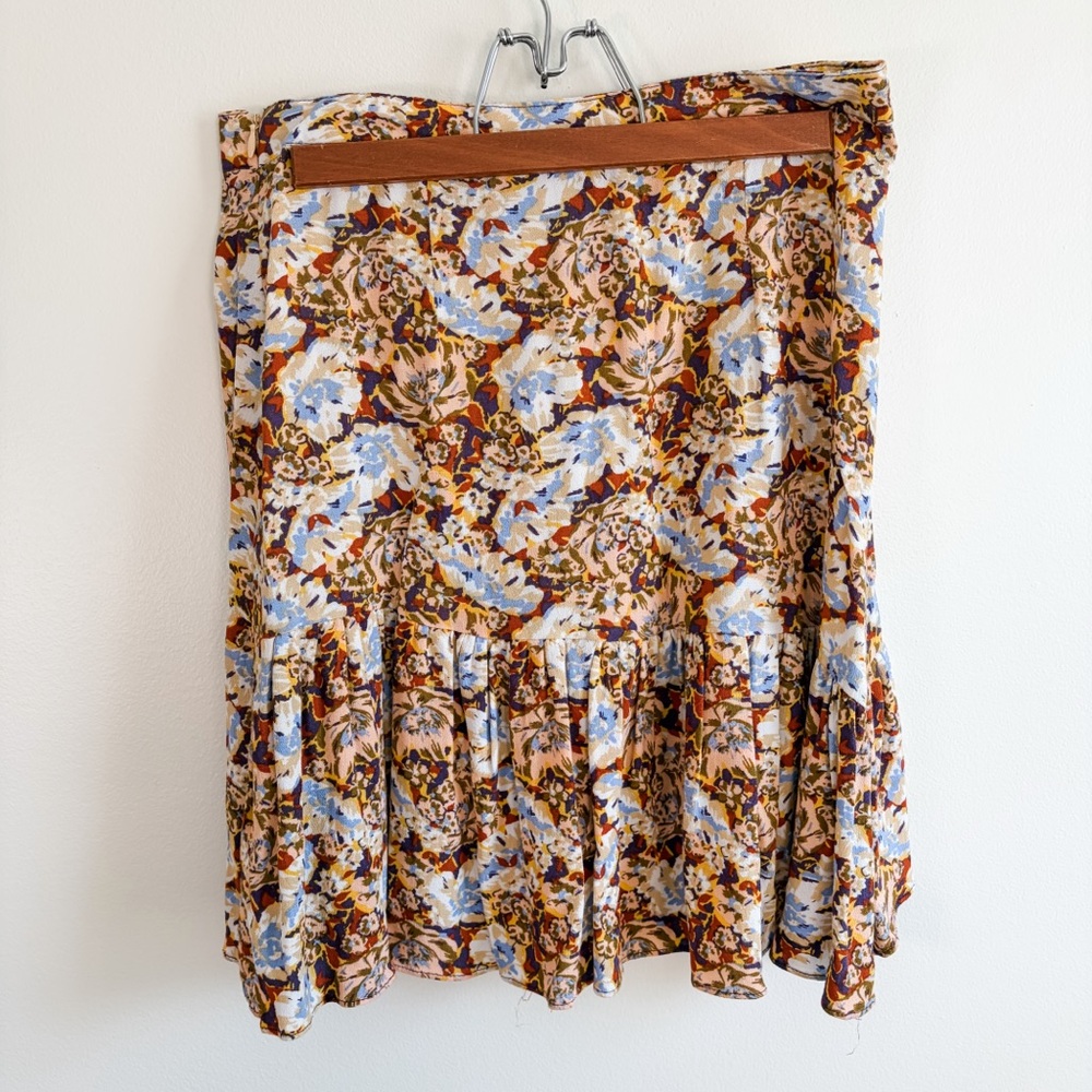 Free People Nadia Yellow Floral Print Ruffled Wrap Mini Skirt - Picture 10 of 15